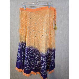 Raj Handmade Bandhani  Skirt With Sequin Detailing drawstring waist One‎ Size